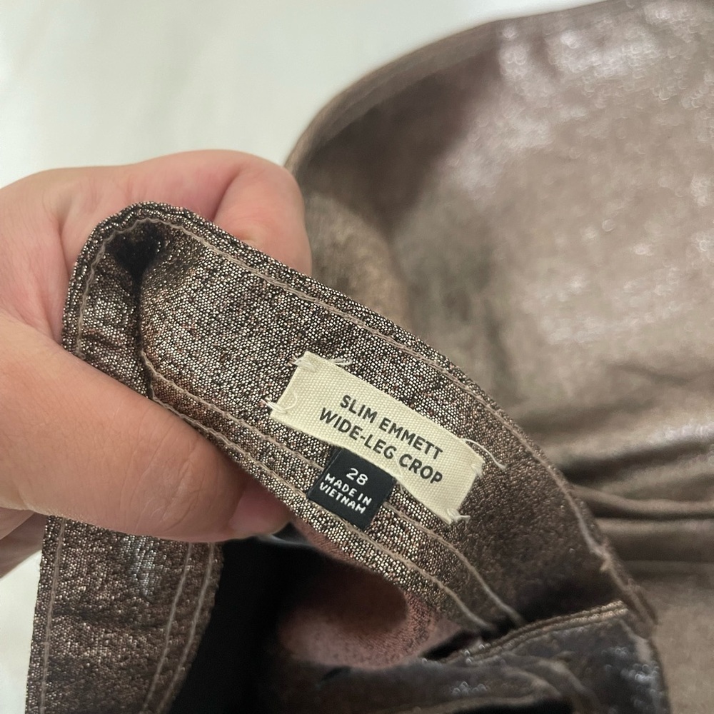 Madewell  Wide gold sparkle metallic trouser pant 28 festival 70s capri - Picture 8 of 13